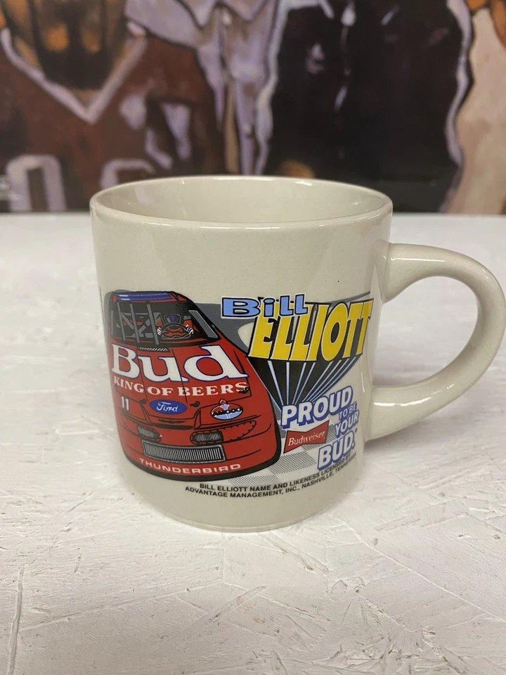 Vintage 1992 Budweiser NASCAR Racing Bill Elliott Coffee Mug Cup - Image 1 of 4
