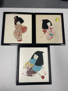 Chiyogomi/Kokeshi Puppe japanische Kunstdrucke mit authentischem japanischem Künstler Hanko - Bild 1 von 10