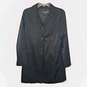 Weatherproof Garment Company Size Medium Black Nylon Long Raincoat Trenchcoat - Picture 1 of 8