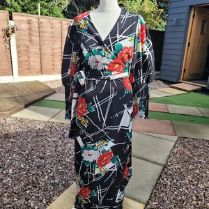 Women's Glamorous Floral Midi Wrap Dress UK 12 - Picture 1 of 10