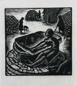 Hermann Fechenbach. Original Wood Engraving, Jacob Meets Rachel - Picture 1 of 1