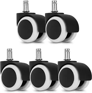 5X Office Chair Caster Rubber Swivel Wheels Replacement Heavy Duty HIGH QUALITY - Picture 1 of 16