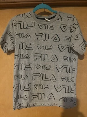 Camiseta grande tejida cuello redondo manga corta gris talla 14-16 FILA para niños Foto 1 de 4