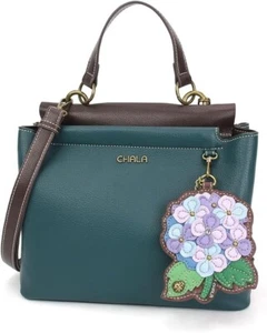 NEW Chala Convertible Satchel Crossbody Tote Turquoise Blue HYDRANGEA Flower - Picture 1 of 8