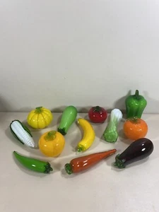 Lot Group of 12 Life Size Murano Type Art Glass Fruit and Vegetables - Picture 1 of 5
