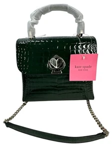 Kate Spade Romy Mini-Tasche Kroko-Prägung Leder Top Handle Evergreen NEU mit Etikett - Bild 1 von 10