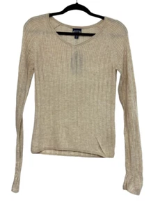 Suéter acanalado manga larga beige Scoop para mujer talla S - Imagen 1 de 5