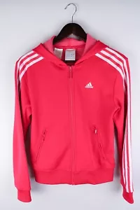 adidas Women Hoodie Activewear Casual Full Zip Pink Cotton Blend size UK32/34 - Picture 1 of 7