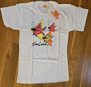 VINTAGE 1980's Sun Lover Shirt Neon - Picture 1 of 7