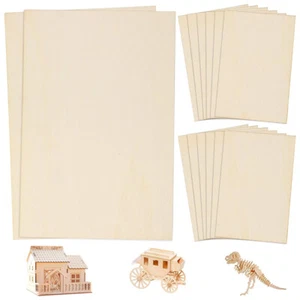 10Pcs Basswood Sheets Unfinished Wooden Board Plate DIY Making Toy Model Craft - Picture 1 of 7