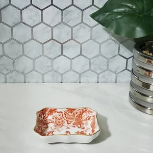 Royal Crown Derby Red Aves Gold Trim Rectangle Trinket Dish - Picture 1 of 10