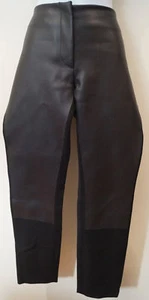 CEDRIC CHARLIER Black Faux Leather Panel Tapered Leg Trousers Pants I40 UK8 - Picture 1 of 3