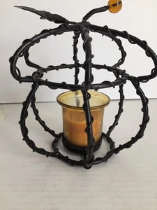 Marco de alambre en forma de calabaza para decoración del hogar soporte de velas votivo de 6,5""T x 6"" mesa - Imagen 1 de 6