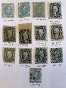 Lot 13 Civil War Confederate States Stamp 10C 5C CSA #6 #7 #11 Mint Unused Used