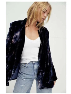 Blazer púrpura Free People Riverside 100 % seda terciopelo talla XS pequeño $500 - Imagen 1 de 8