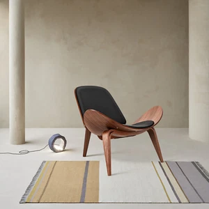 Mid Century Modern Hans Wegner Style Shell Chair Vintage Design Solid Wood Brown - Picture 1 of 29