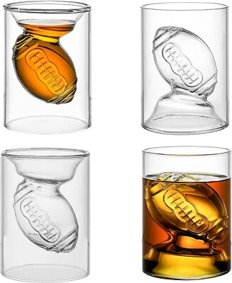 MARKENLOS American Football Schnapsglas 4 er Set für echte Footballfans, Super Bowl, NFL🏈