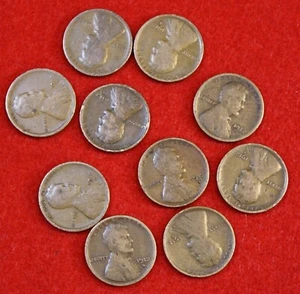 1912-D Lincoln Wheat Cent Penny 10 Coin group Circulated - Picture 1 of 7