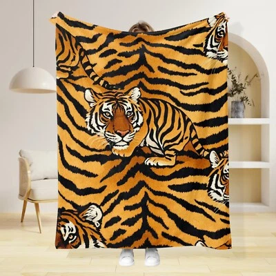 Manta polar micropelusa diseño tigre ligera ultra suave 30x40 50x60 Foto 1 de 4