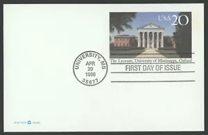1998 US Scott #UX290 20c University of Mississippi Postal Card, FDC - Picture 1 of 1