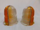 Lot of 2 Vintage Amber and Clear Glass Airport Runway Light Lens Crouse Hinds (D