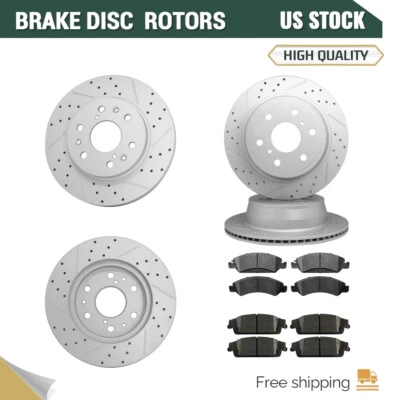Front Rear Brake Rotors +Ceramic Brake Pads for Cadillac Escalade ESV 2015-2020 - Image 1 of 4