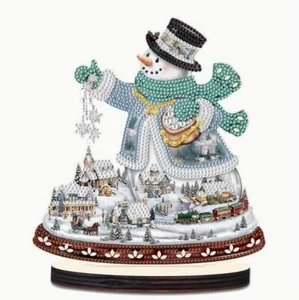 5D DIY Christmas Snowman with Scarf Wooden Diamond Art Table top Kit - Picture 1 of 6