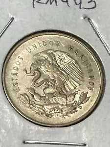 MEXICO 1953 25 CENTAVOS, KM443, CH XF+-AU, 0.300 SILVER, FREE USA SHIPPING - Picture 1 of 4