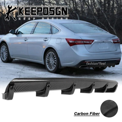 CARBON FIBER Curved Rear Bumper Diffuser Splitter Shark Fins for Toyota Avalon Foto 1 de 4