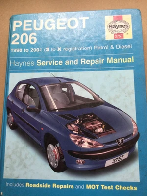 Book Haynes Manual 3757 - Peugeot 206 1998 to 2001 Petrol & Diesel Hardback - Image 1 of 4