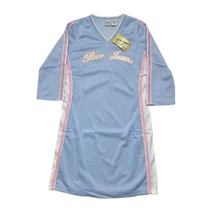 Paco Jeans Dress Womens Sz M Light Blue Mesh Jersey V Neck Y2K Deadstock Vintage - Picture 1 of 10