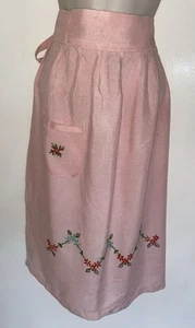 Vintage Handmade Apron Pinny Pink Cotton Housewife 50s Cottage Core - Picture 1 of 13