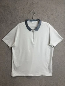 ARNE Poloshirt Herren Large weiß 1/4 Reißverschluss klassisch minimalistisch 100 % Baumwolle T-Shirt - Bild 1 von 7
