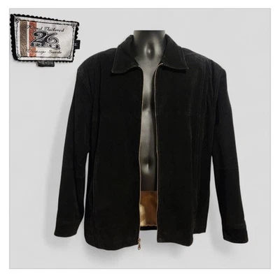 Chaqueta de Colección Años 90 26 Roja A Medida a Mano Negra Gamuza Cuero Cremallera Para Hombre Mediana Foto 1 de 4