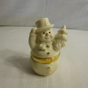 Lenox "Schätze" Erstausgabe Die Überraschungsbox des Schneemanns mit Schneeflocke innen - EUC - Bild 1 von 6