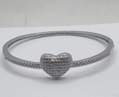 BRACCIALE RIGIDO CON CUORE pavettato, bracciale dell'amore - Immagine 1 di 4
