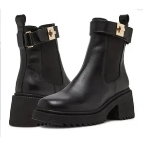 Steve Madden Gates Leather Chelsea Buckle Lug Boots | Womens 6.5, Black NEW$129 - Picture 1 of 6