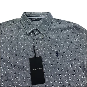 7 Diamonds Pinseeker Polo Shirt Golf Double-Knit Jaquard Navy Grey Medium NWT - Picture 1 of 8