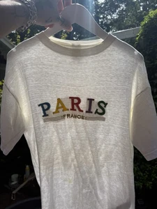 Vintage Tee Paper Thin Paris France 1980s Muscle Tee Size Large - Bild 1 von 8