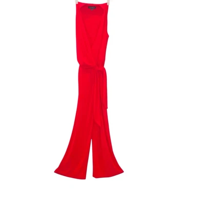 Комбинезон Lauren Ralph Lauren без рукавов с искусственным запахом широкие ноги коралловый красный размер 2 - Изображение 1 из 4