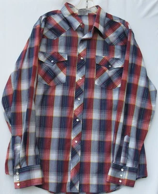 Men's vintage Saturdays long sleeve plaid polyester/cotton western shirt size XL - Image 1 of 2