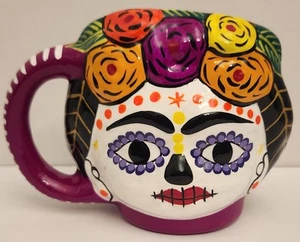 Day of the Dead COFFEE MUG / PLANTER Frida Khalo Mexican Artist hand painted - Picture 1 of 6