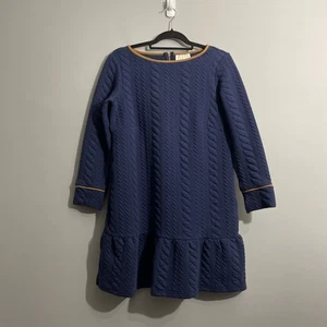 Sail to Sable blaues Steppkleid Damen M Langarm Preppy Struktur Pullover - Bild 1 von 12