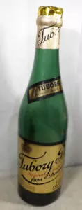 Vintage 1960s Tuborg Beer Empty Glass Bottle Prop Huge Giant Oversize Large Rare - Picture 1 of 18