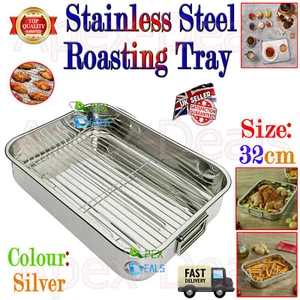 Teglia da forno profonda 32 cm in acciaio inox teglia da cucina forno griglia ripiano piatto - Foto 1 di 9