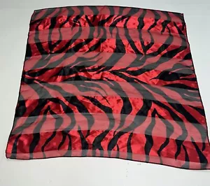 Vintage Space Age Scarf Red Black Animal Print 20" Square Polyester Women Ladies - Picture 1 of 5