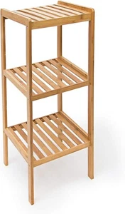 Relaxdays Bamboo Bathroom Shelf with 3 Tiers, 79 x 33 x 33 cm, Free-Standing - Picture 1 of 5