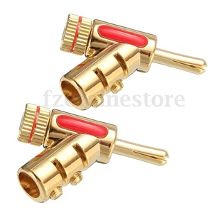 2x SET Audio Lautsprecher High End Winkel Bananen Stecker vergoldet Banana Plug - Bild 1 von 7