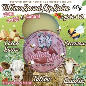 Tallow Lips- NEW PRODUCT- Grass Fed Tallow Based Lip and multipurpose Balm- 60g - Picture 1 of 13