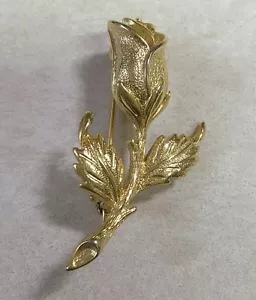 Broche Pin Figurativo DULCE Vintage Estate Find Tono Oro Flor Rosa *ENCANTADOR * - Imagen 1 de 5